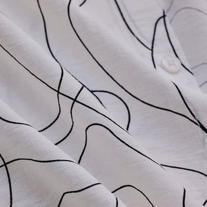 White Abstract Slim Fit Shirt