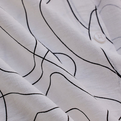 White Abstract Slim Fit Shirt