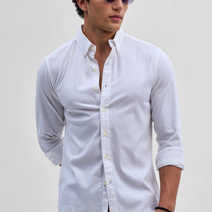 White Solid Oxford Shirt