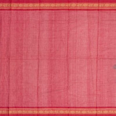 Teal Handloom Korvai Kanchi Cotton Saree With Annam Buttas