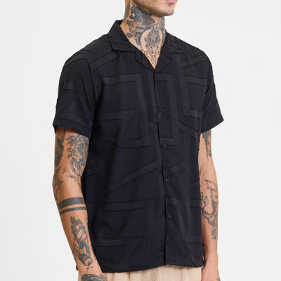 Black Geometric Box Fit Shirt