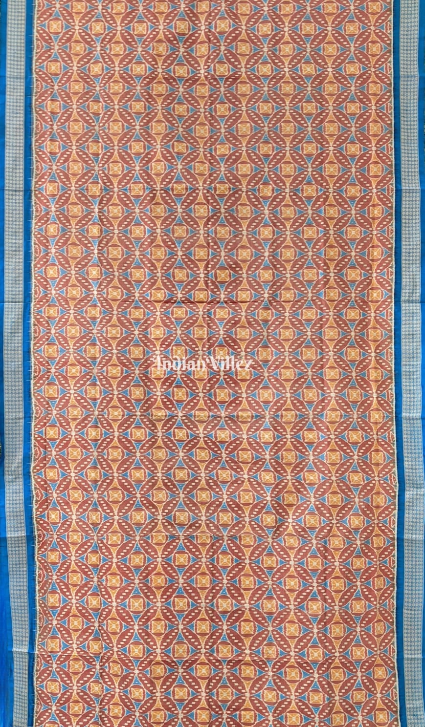 Caramel Brown Pure Sambalpuri Ikat Silk Pastel Saree
