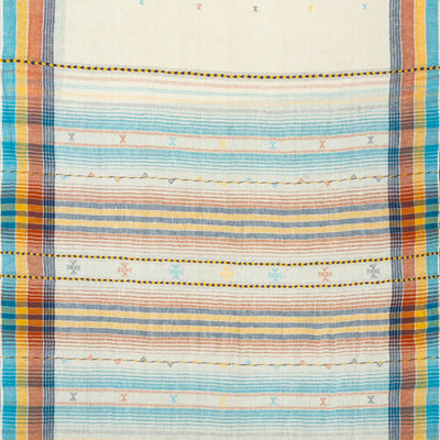 Off White Handloom Bhujodi Cotton Saree With Cross Buttas