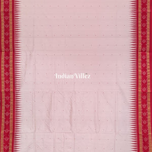 Pinkish White Border Pasapali Sambalpuri Silk Saree with Tissue Anchal
