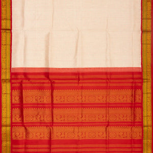 White Handloom Silk Cotton Saree With Checks