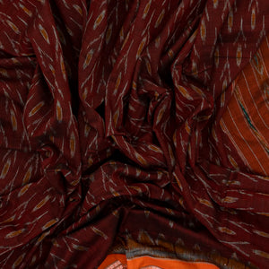 Maroon Orissa Cotton Saree With Tie & Dye Floral Motifs