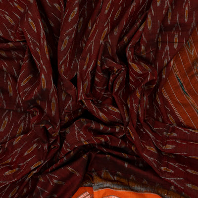 Maroon Orissa Cotton Saree With Tie & Dye Floral Motifs