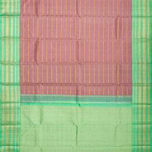 Dusty Pink Handloom Kanchipuram Korvai Silk Saree With Zari Stripes