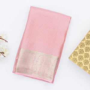 Baby Pink Mysore Crepe Silk Saree With Dotted Motifs