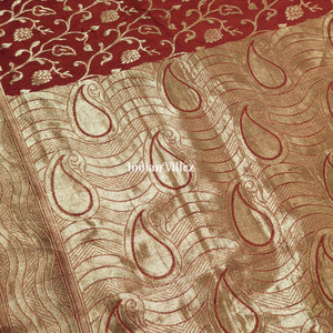 Red-Copper Kadwa Jaal Handloom Banarasi Saree