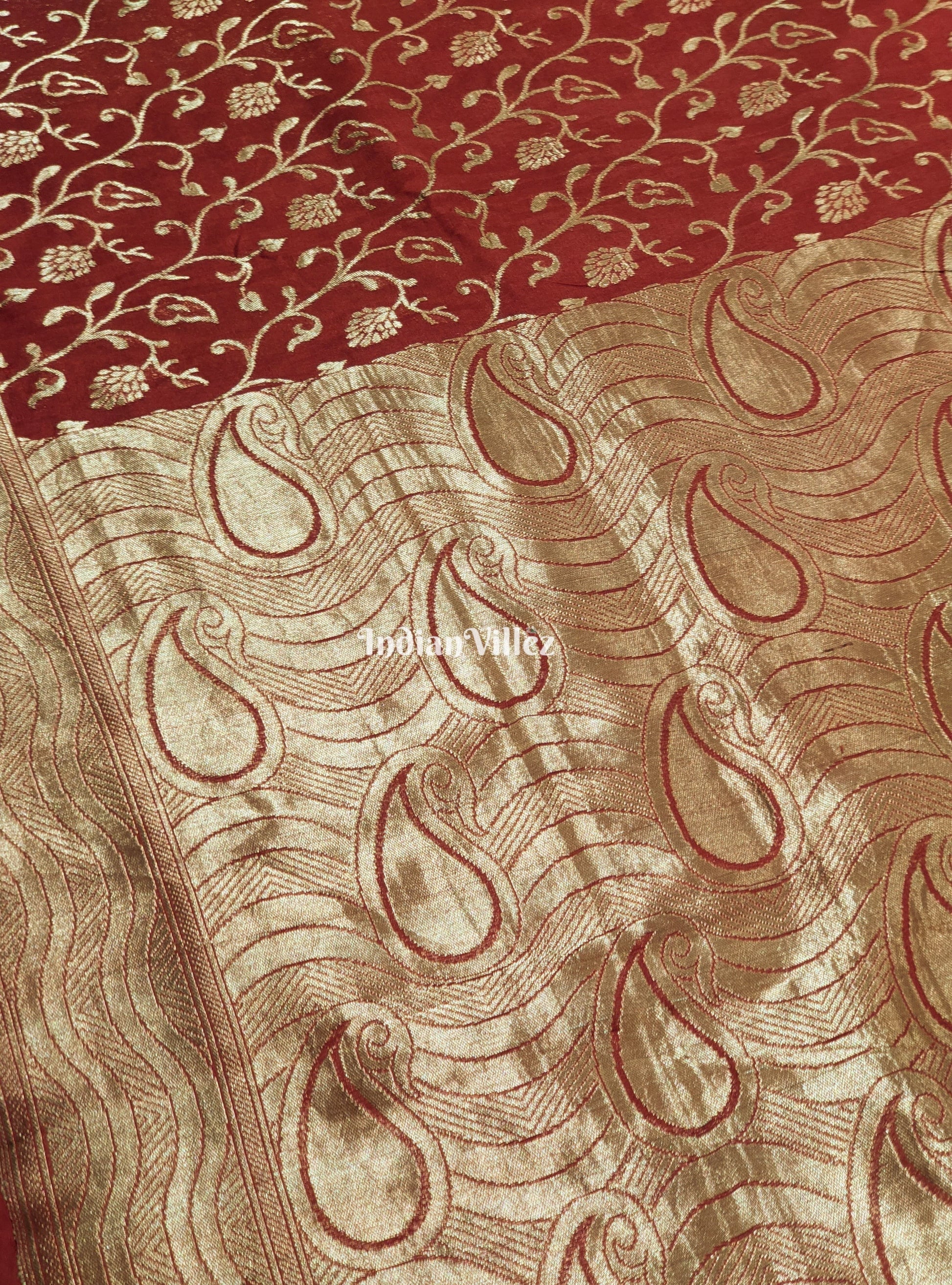 Red-Copper Kadwa Jaal Handloom Banarasi Saree