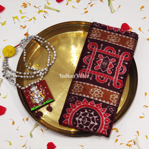 Rust Maroon Odisha Ikat Sambalpuri Silk Saree