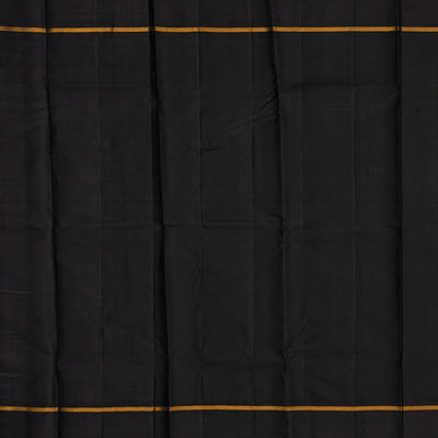 Mango Yellow Handloom Kanchipuram Korvai Silk Saree With Black Border
