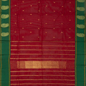 Crimson Woven Chettinad Cotton Saree With Star Buttas