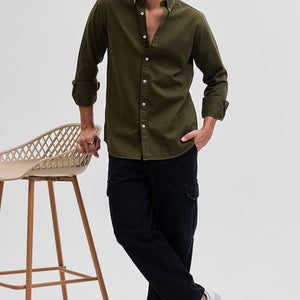 Olive Solid Twill Shirt