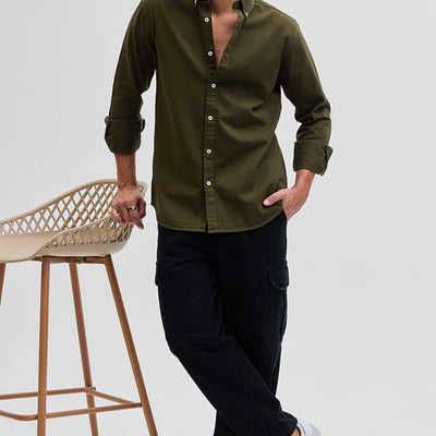 Olive Solid Twill Shirt