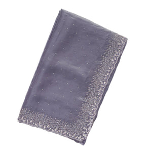 Lilac Woven Satin Saree With Embroidered Floral Motifs