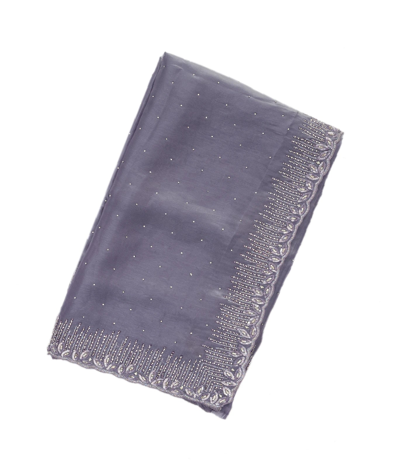 Lilac Woven Satin Saree With Embroidered Floral Motifs