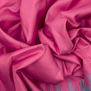 Pink Handloom Kanchipuram Korvai Silk Saree With Turquoise Border