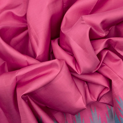 Pink Handloom Kanchipuram Korvai Silk Saree With Turquoise Border