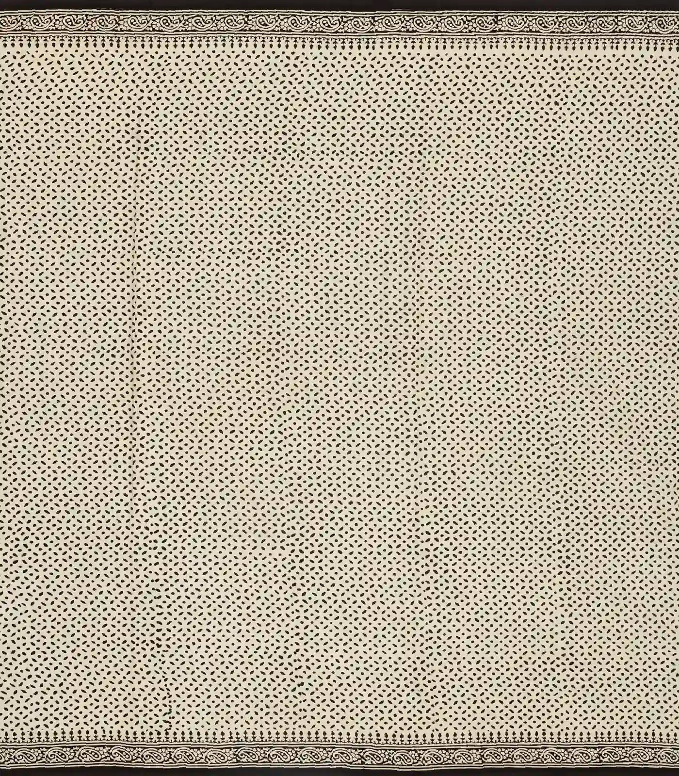 Cream Woven Jaipur Cotton Saree Printed With Black Floral Motifs