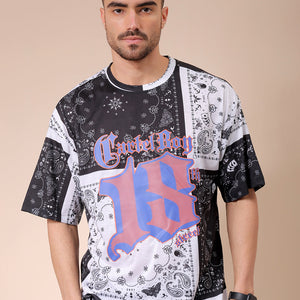 Men's White Oversized Paisley Printed T-Shirt