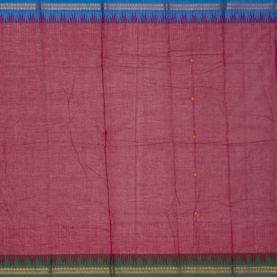 Pink Handloom Chettinad Cotton Saree With Floral Buttas
