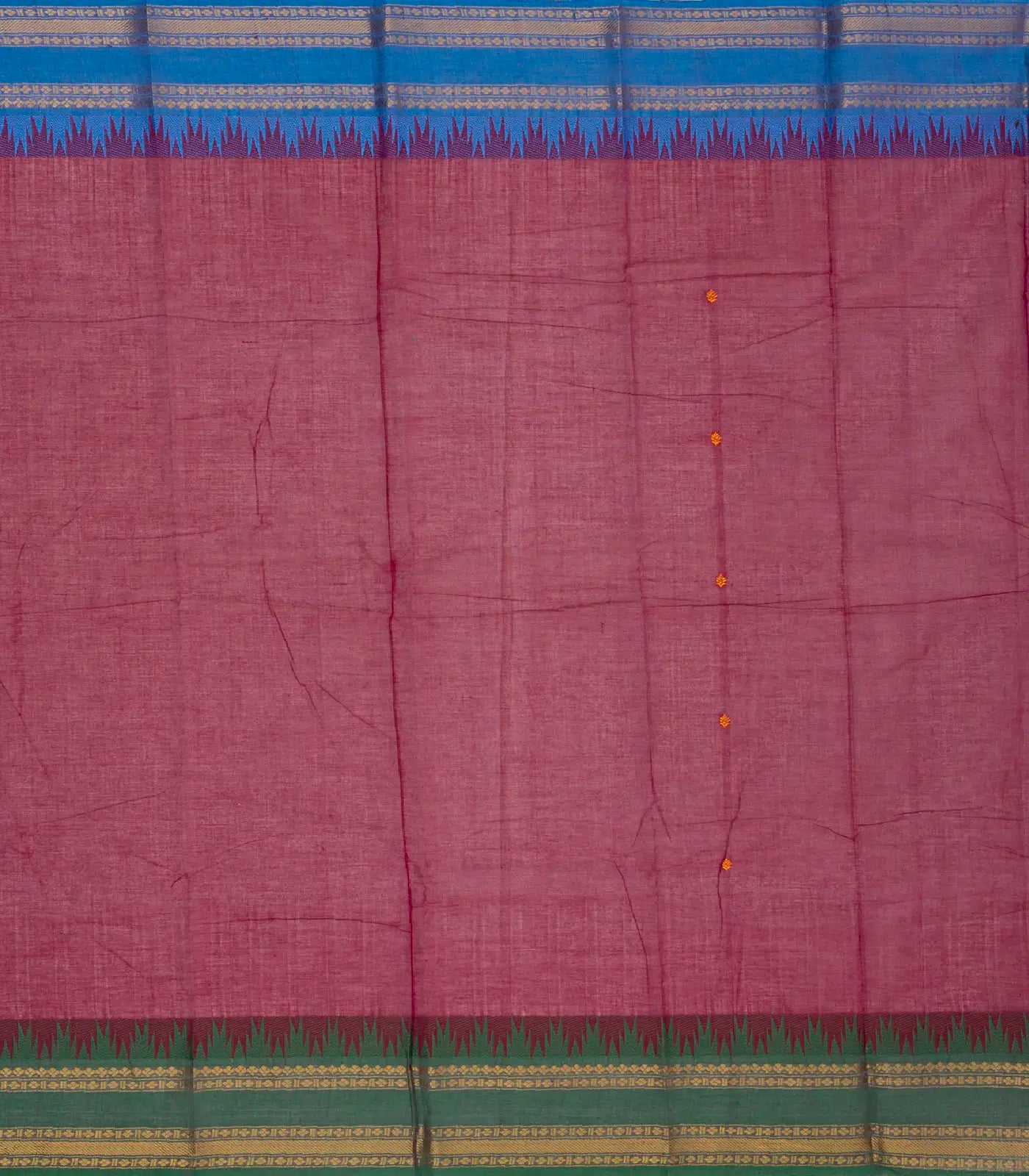 Pink Handloom Chettinad Cotton Saree With Floral Buttas