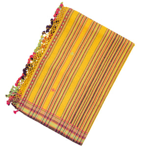 Mustard Handloom Bhujodi Cotton Saree With Buttas
