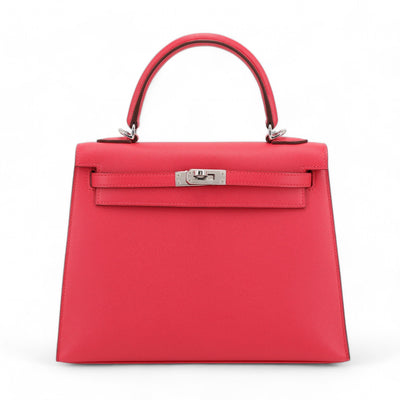 HERMÈS Kelly 25 Sellier Rose Extreme Madame Palladium hardware