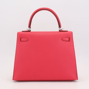 HERMÈS Kelly 25 Sellier Rose Extreme Madame Palladium hardware
