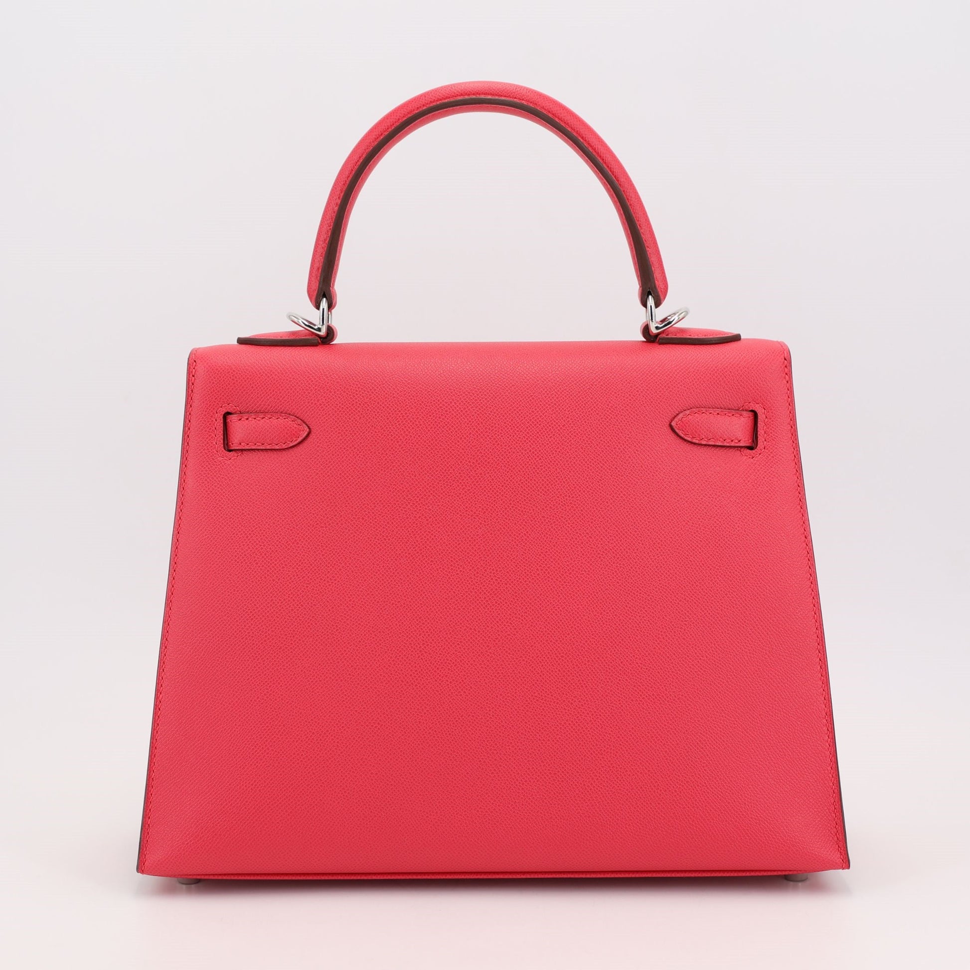 HERMÈS Kelly 25 Sellier Rose Extreme Madame Palladium hardware