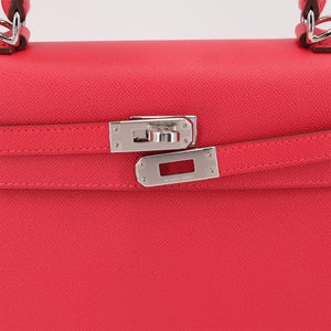 HERMÈS Kelly 25 Sellier Rose Extreme Madame Palladium hardware