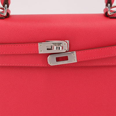 HERMÈS Kelly 25 Sellier Rose Extreme Madame Palladium hardware