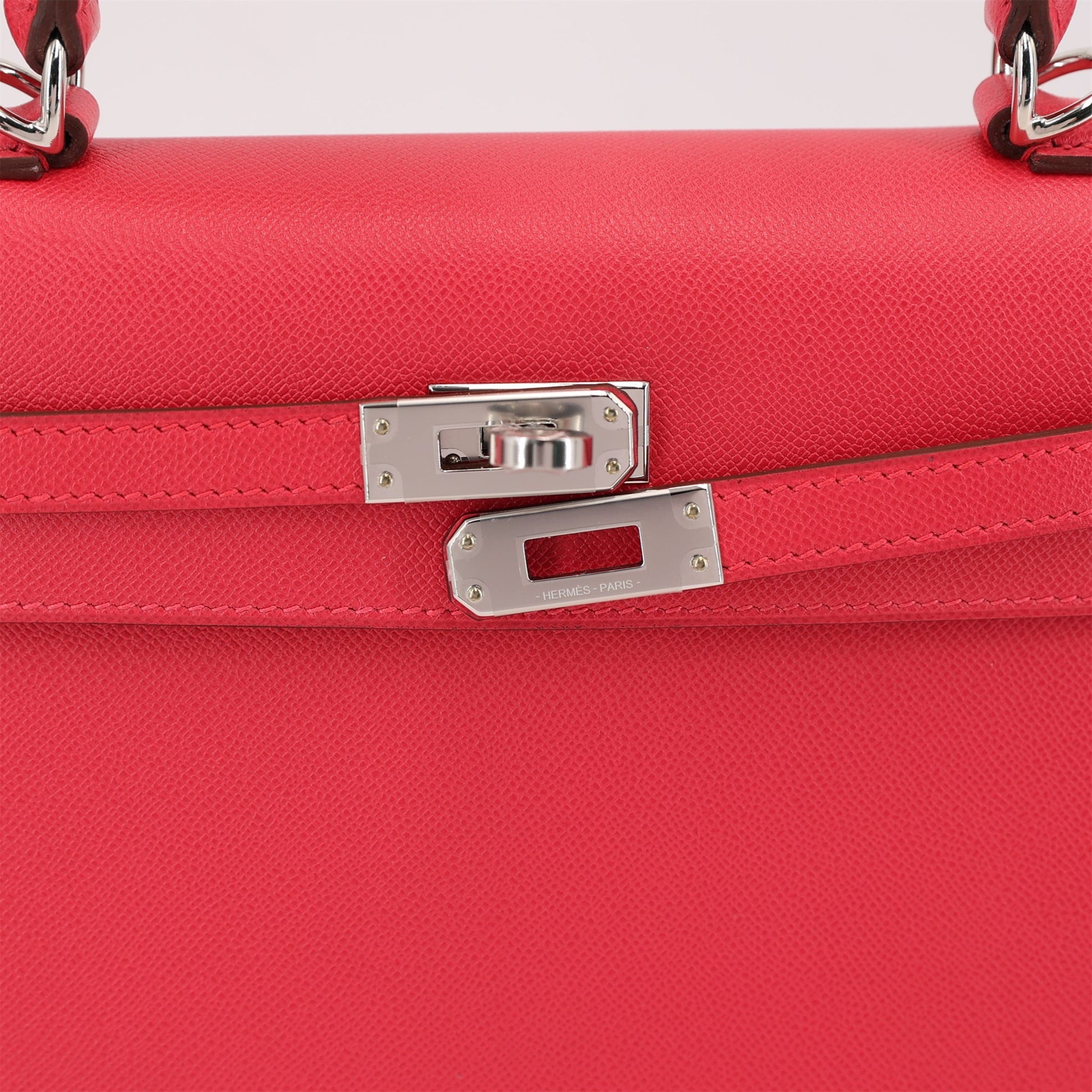 HERMÈS Kelly 25 Sellier Rose Extreme Madame Palladium hardware