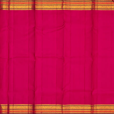 Mustard Handloom Kanchipuram Korvai Silk Saree With Checks
