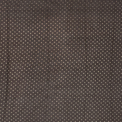 Dark Grey Woven Jaipur Cotton Saree With Printed Brown Floral Motifs