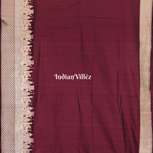 Maroon Kashi Banarasi Katan Silk Saree