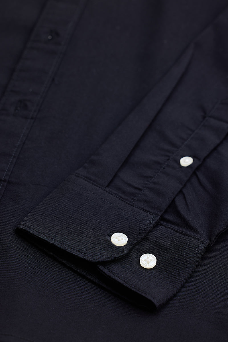 Black Solid Oxford Shirt