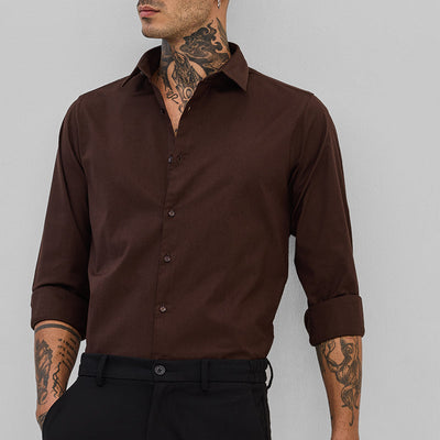 Dark Brown Stretchable Slim Fit Shirt