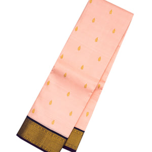 Baby Pink Handloom Kanchipuram Korvai Silk Saree With Contrast Border