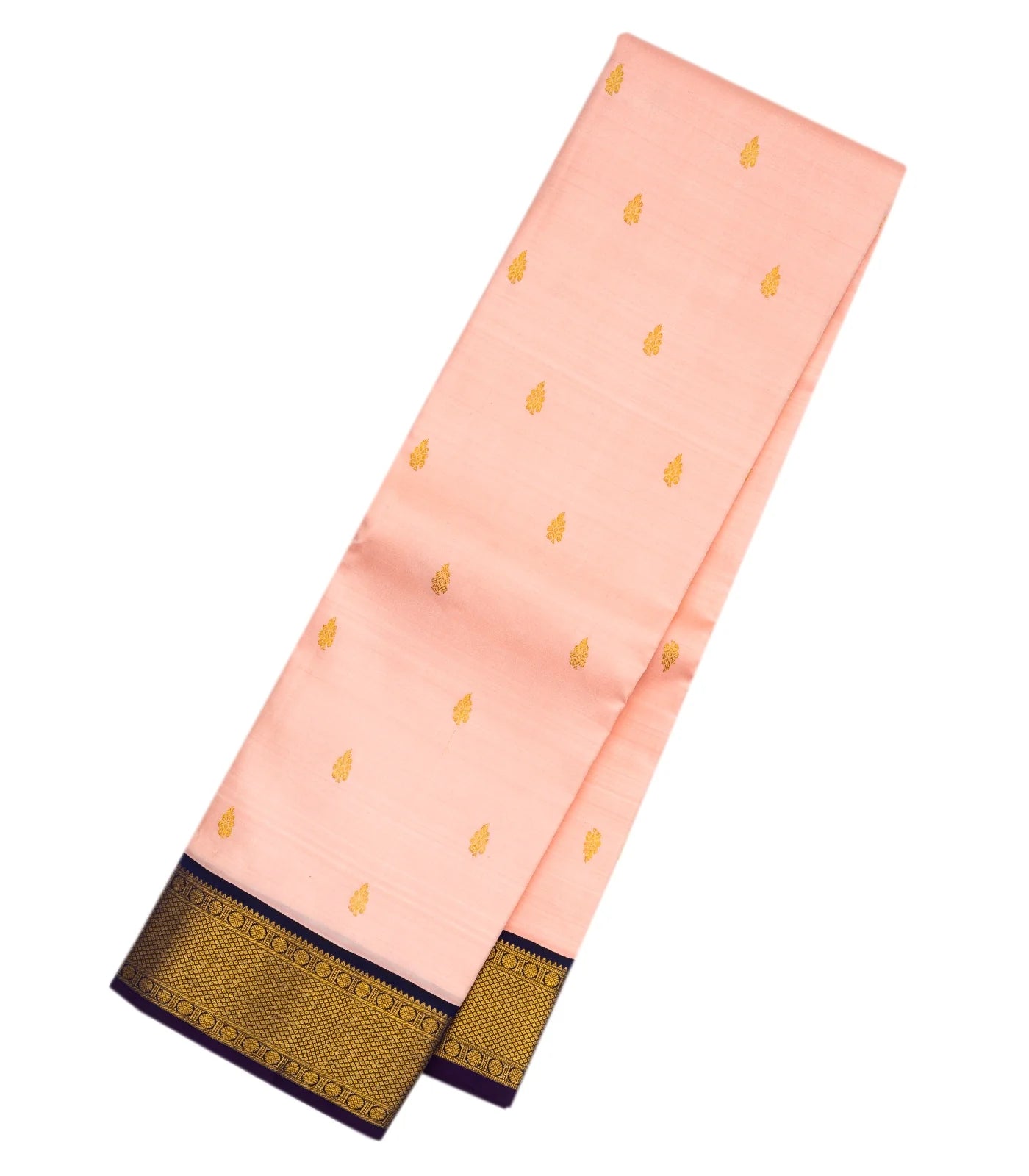 Baby Pink Handloom Kanchipuram Korvai Silk Saree With Contrast Border