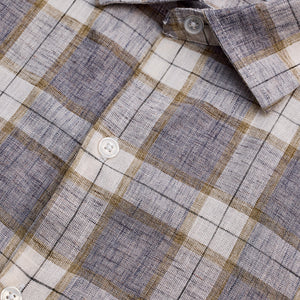 Light Grey Checks Linen Blend Shirt