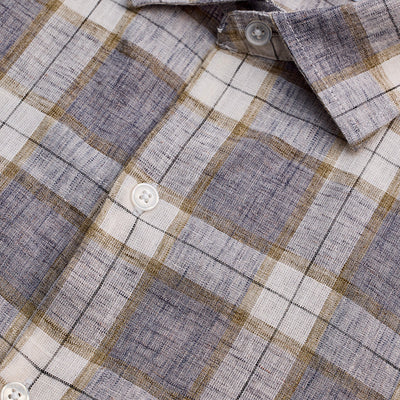 Light Grey Checks Linen Blend Shirt