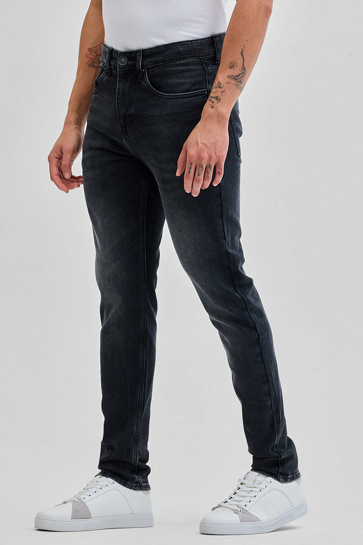 Charcoal Grey Tapered Fit Jeans