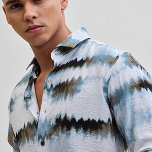 Light Blue Textured Abstract Shirt