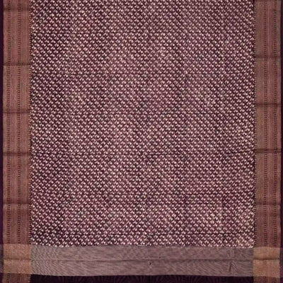Burgundy Woven Chanderi Cotton Saree With Printed Small Floral Motifs