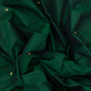 Bottle Green Handloom Kanchi Cotton Saree With Diamond Buttas