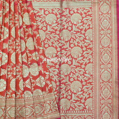 Rani Floral Designer Banarasi Katan Silk Saree