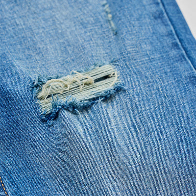 Blue Distressed Regular Fit Jeans